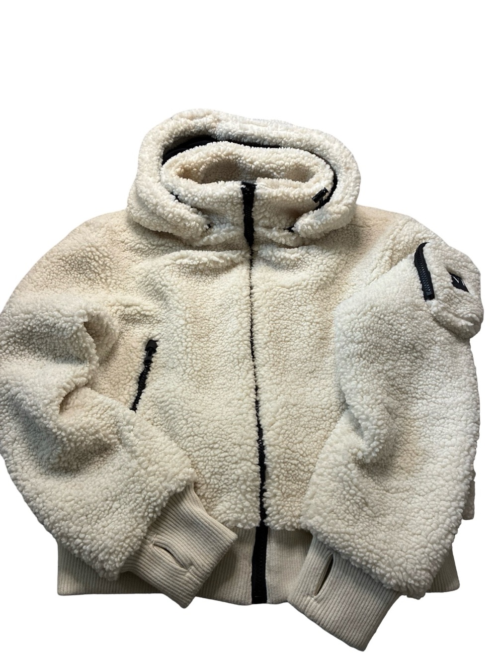 IVL Collective Fleece Bomber Jacket With Faux Leather Trim Size Small (4000)